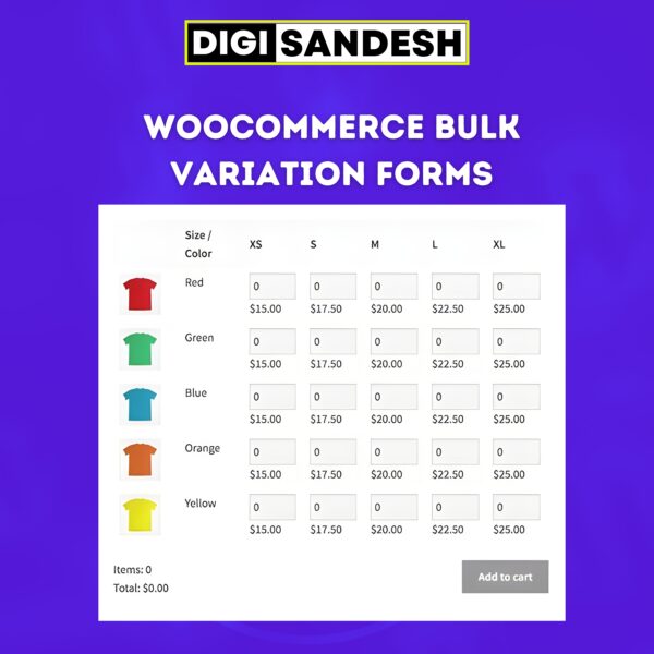 WooCommerce Bulk Variation Forms - digisandesh