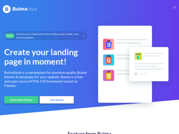 BulmaStyle – Landspeed HTML Template with CSS, SCSS & JS