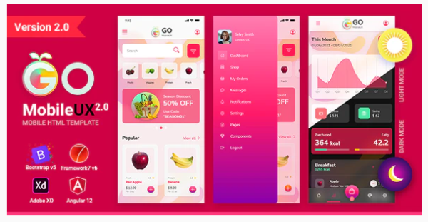 GoMobileUX GPL – Bootstrap 5 Framework 7 Angular 12 Multipurpose HTML Template