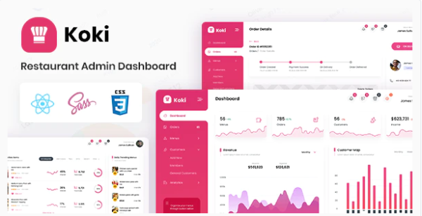 Koki – Restaurant Food React Admin Dashboard Template