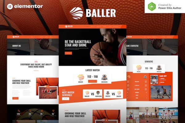 Baller ? Basketball Team & Sports Club Elementor Template Kit