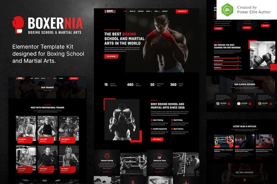 Boxernia ? Boxing School & Martial Arts Elementor Template Kit
