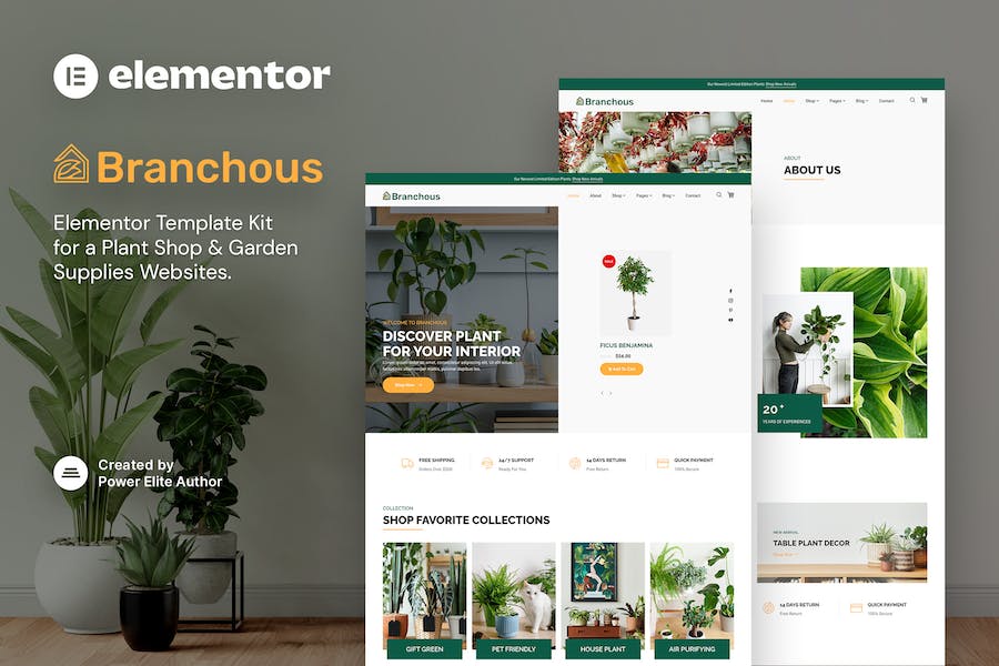 Branchous ? Plant & Garden Store Elementor Template Kit