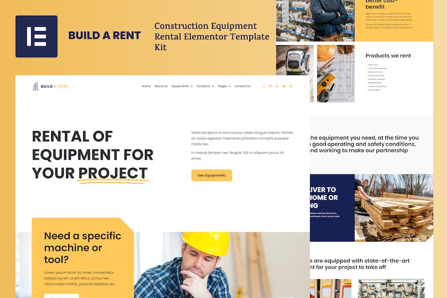 Build-A-Rent - Construction Equipment Rental Elementor Template Kit