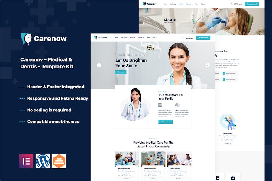 Carenow ? Medical & Dentist Elementor Template Kit