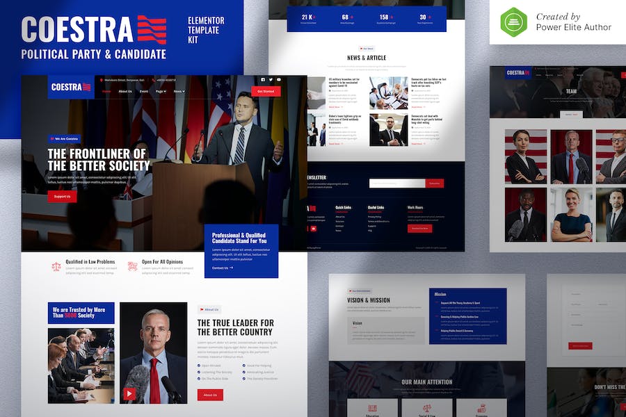 Coestra ? Political Party & Candidate Elementor Template Kit