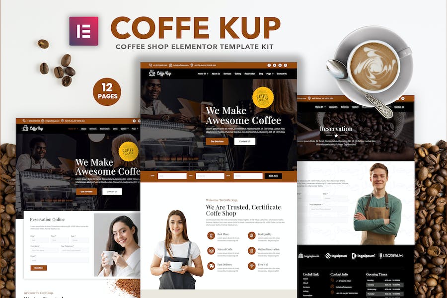 CoffeeKup ? Cafe & Coffee Shop Elementor Template Kit