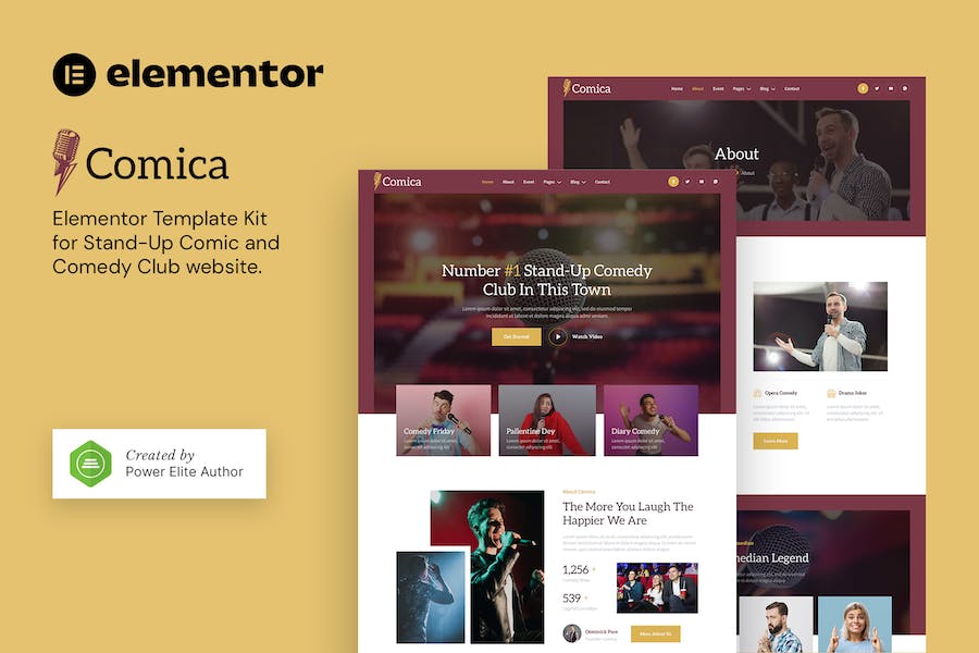 Comica ? Stand-Up Comic & Comedy Club Elementor Template Kit