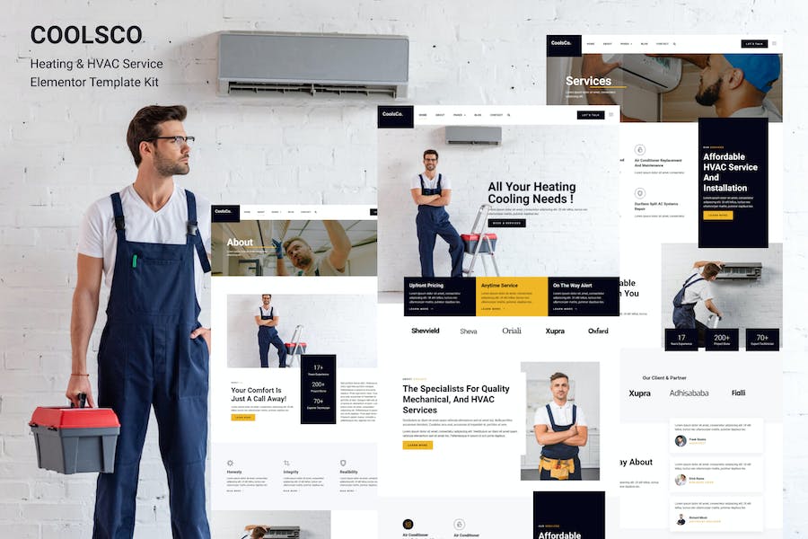 Coolsco - Air Conditioning Heating & HVAC Elementor Pro Template Kit