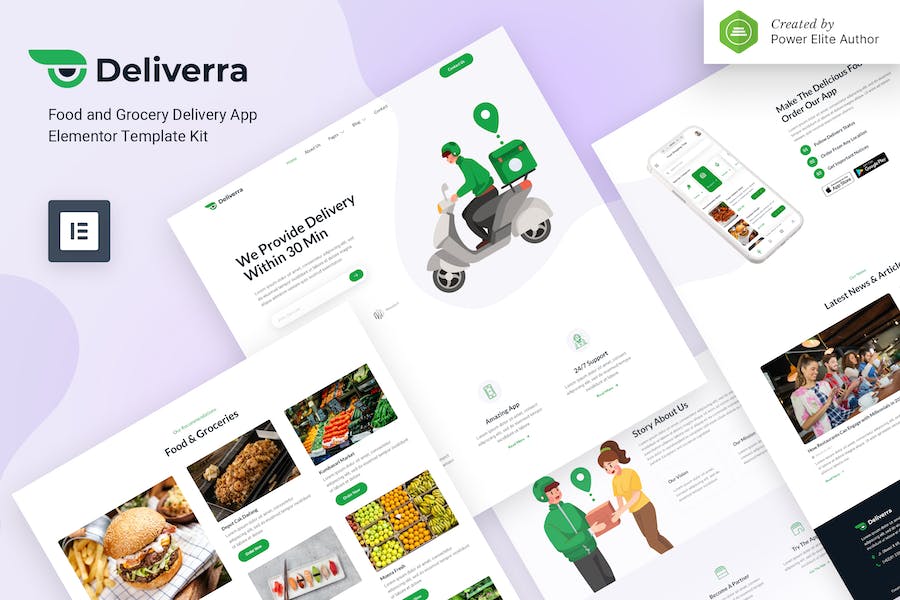 Deliverra ? Food & Grocery Delivery App Elementor Template Kit