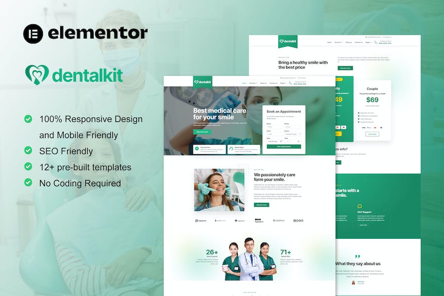 Dentalkit - Dentist & Medical Service Elementor Template Kit