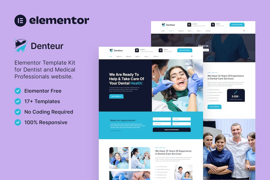 Denteur ? Dentist & Dental Clinic Elementor Template Kit