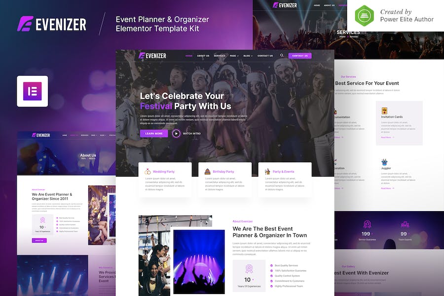 Evenizer ? Event Planner & Organizer Elementor Template Kit
