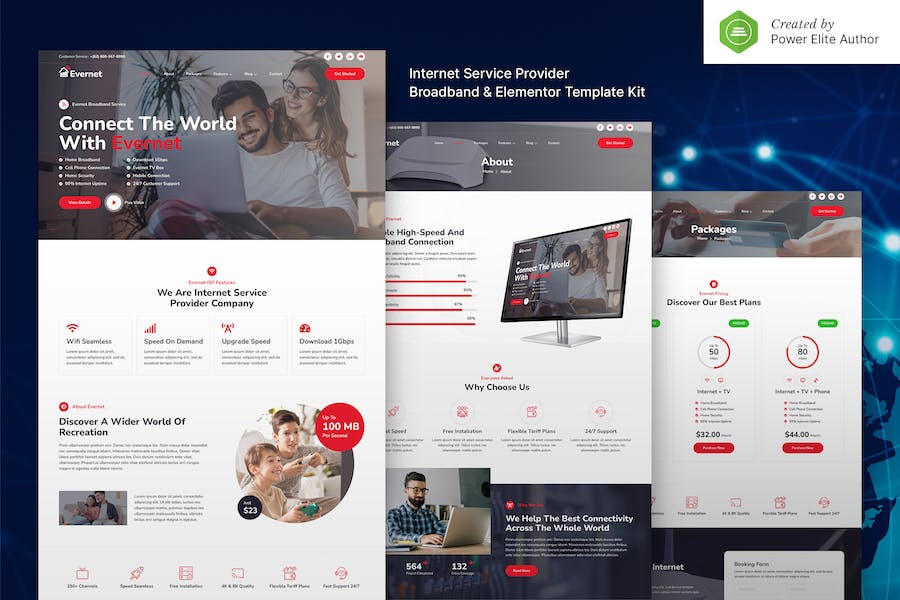 Evernet ? Broadband & Internet Service Provider Elementor Template Kit