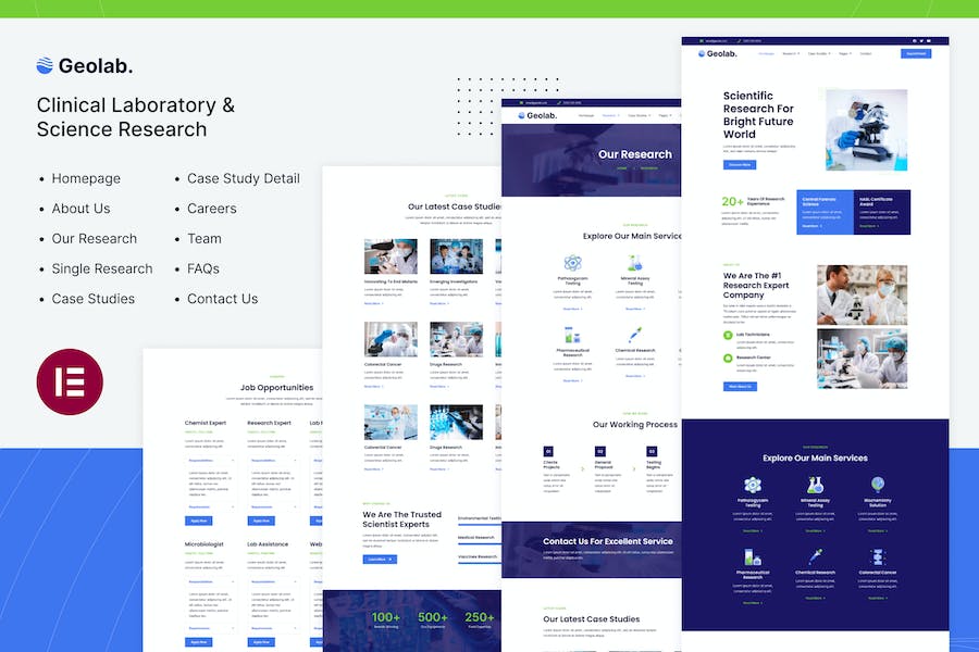 Geolab | Clinical Laboratory & Science Research Elementor Template Kit