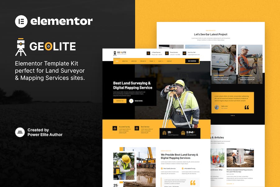 Geolite ? Land Surveying & Digital Mapping Elementor Template Kit