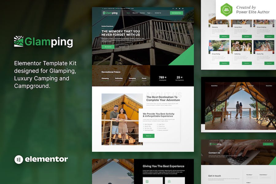 Glamping ? Luxury Camping & Campground Elementor Template Kit