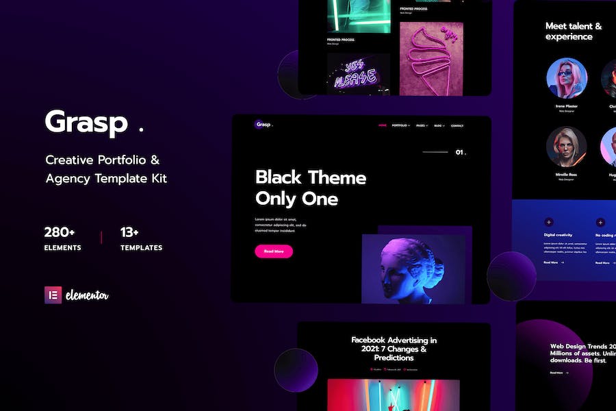 Grasp - Creative Portfolio & Agency Elementor Template Kit