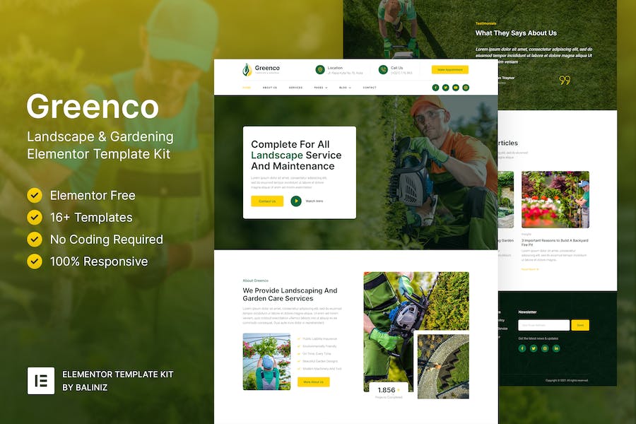 Greenco ? Landscaping & Gardening Elementor Template Kit