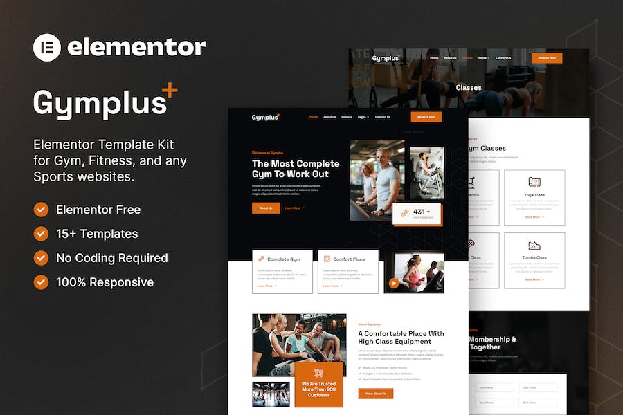 Gymplus - Gym & Fitness Elementor Template Kit