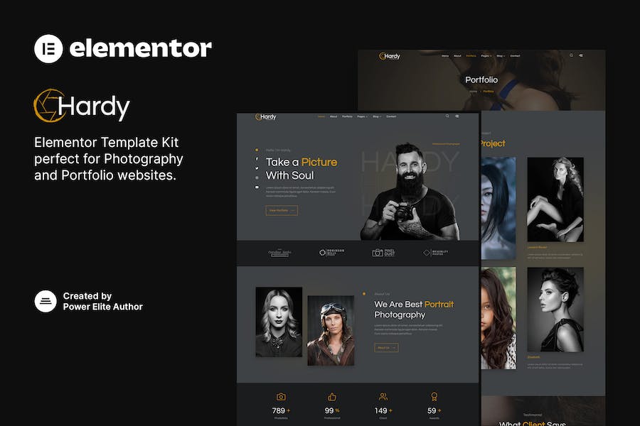 Hardy ? Photography & Portfolio Elementor Template Kit