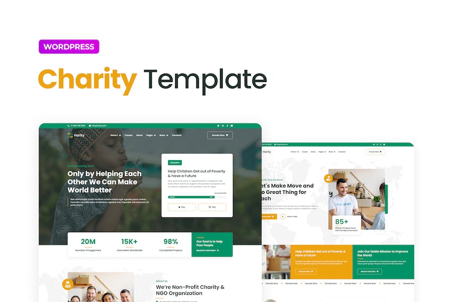 Harity ? Fundraising Charity Elementor Template Kit