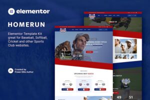 Homerun ? Baseball Team & Sports Club Elementor Template Kit