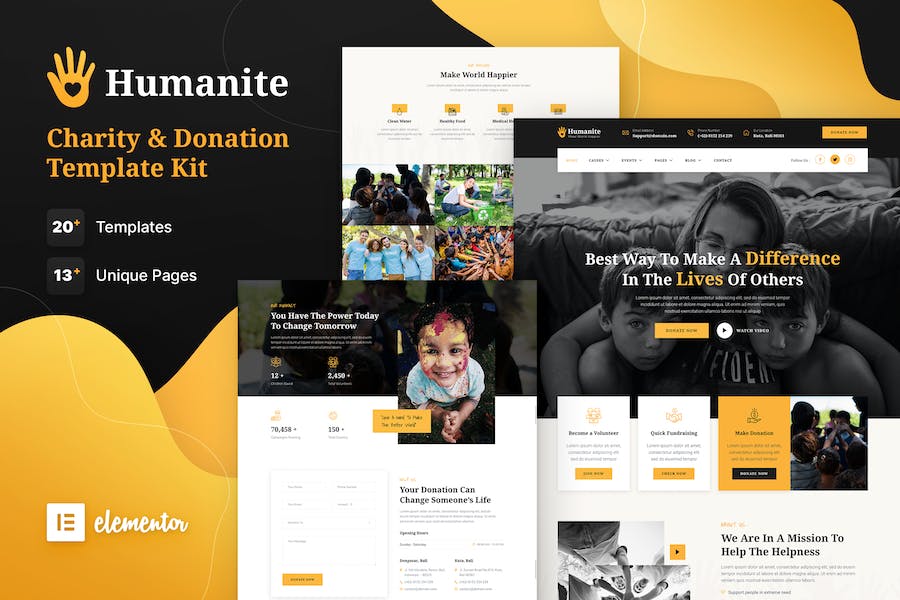 Humanite ? Charity & Donation Elementor Template Kit