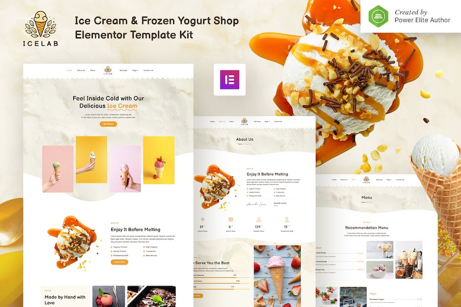 Icelab ? Ice Cream & Frozen Yogurt Shop Elementor Template Kit
