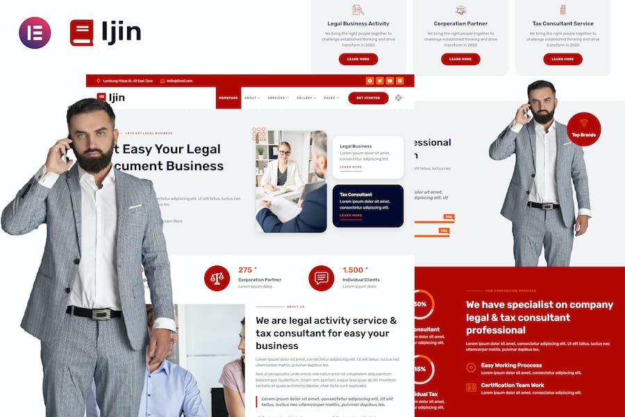 Ijin - Legal Business & Tax Consultant Services Elementor Template Kit