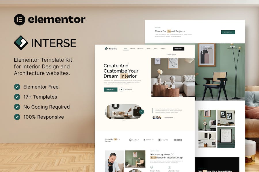 Interse ? Interior Design & Architecture Elementor Template Kit