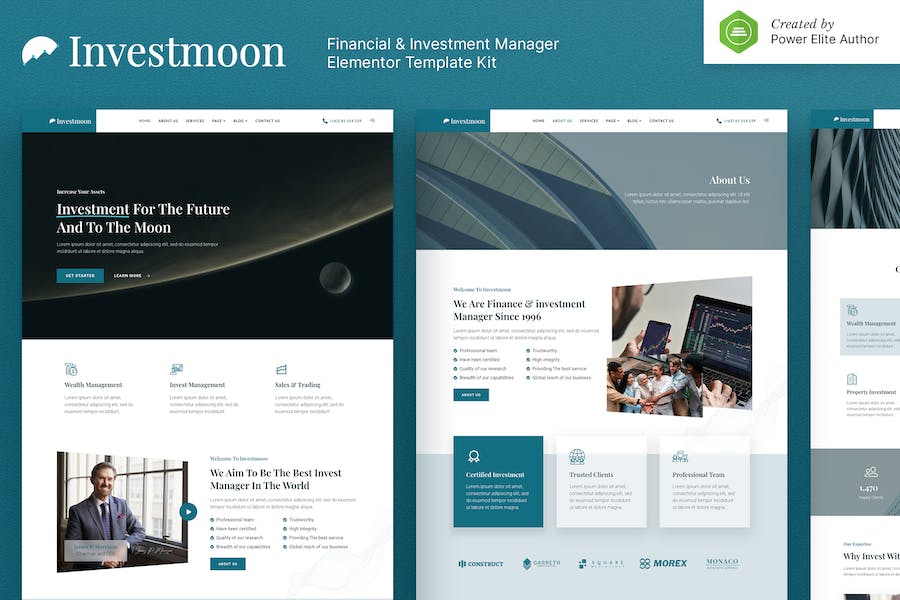 Investmoon ? Finance & Investment Manager Elementor Template Kit