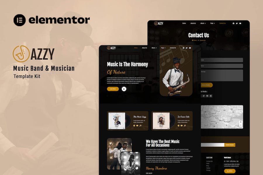Jazzy - Music Band & Musician Elementor Template Kit