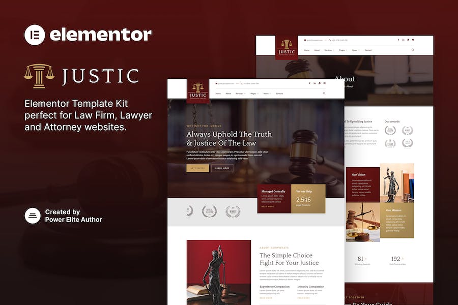 Justic ? Law Firm & Legal Services Elementor Template Kit