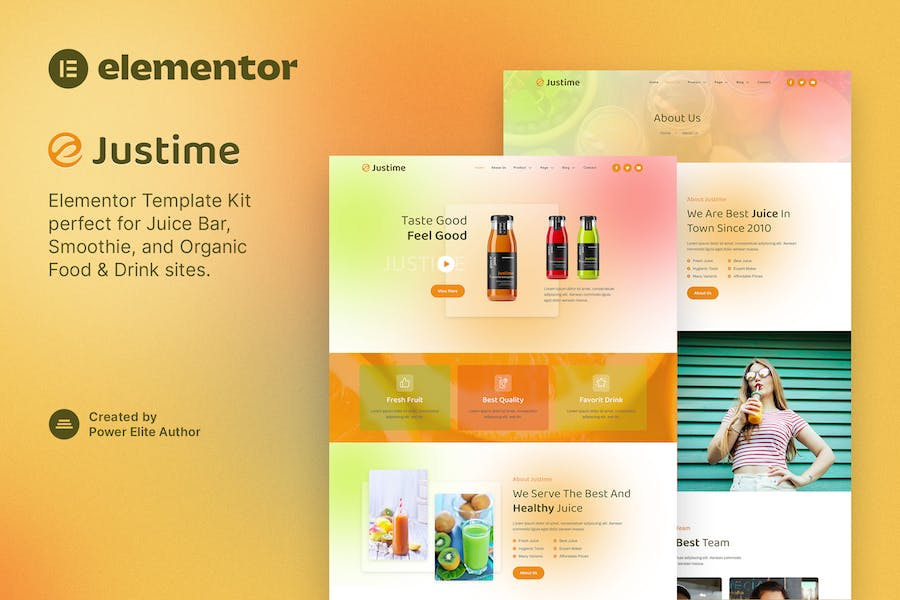 Justime ? Juice Bar, Smoothie & Organic Food Elementor Template Kit