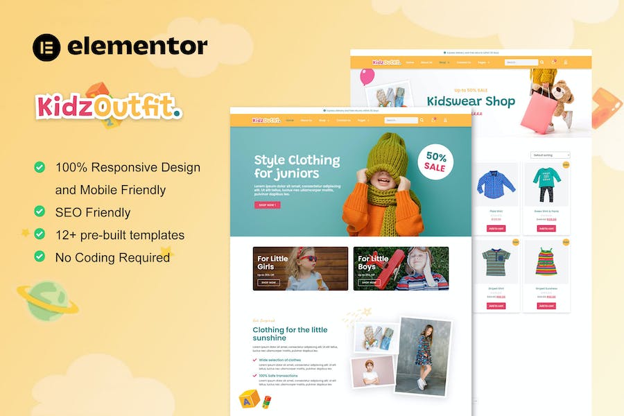 KidzOutfit - WooCommerce Kids Fashion Shop Elementor Template Kit