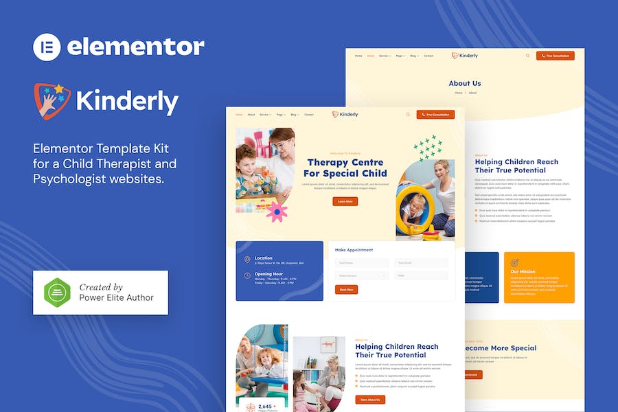 Kinderly ? Child Therapist & Psychologist Elementor Template Kit