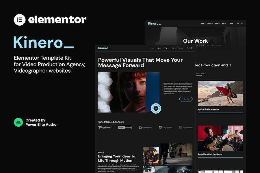 Kinerio ? Video Production Agency Elementor Template Kit