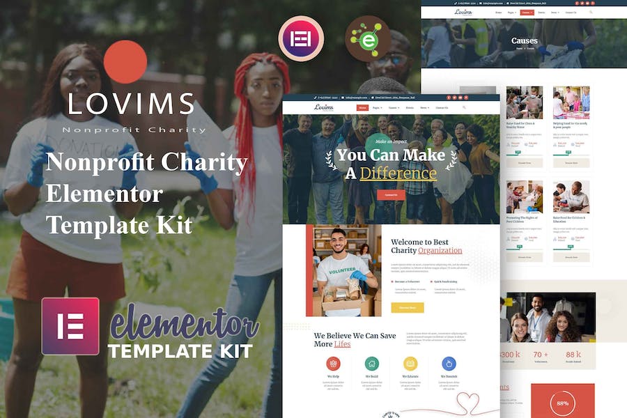 Lovims - Charity NonProfit Elementor Template Kit