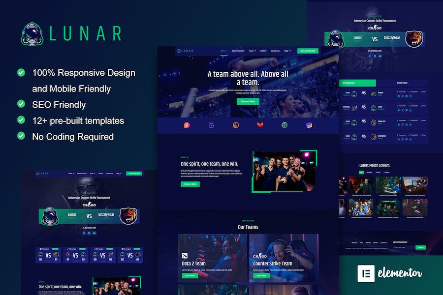 Lunar - Esports & Gaming Elementor Template Kit
