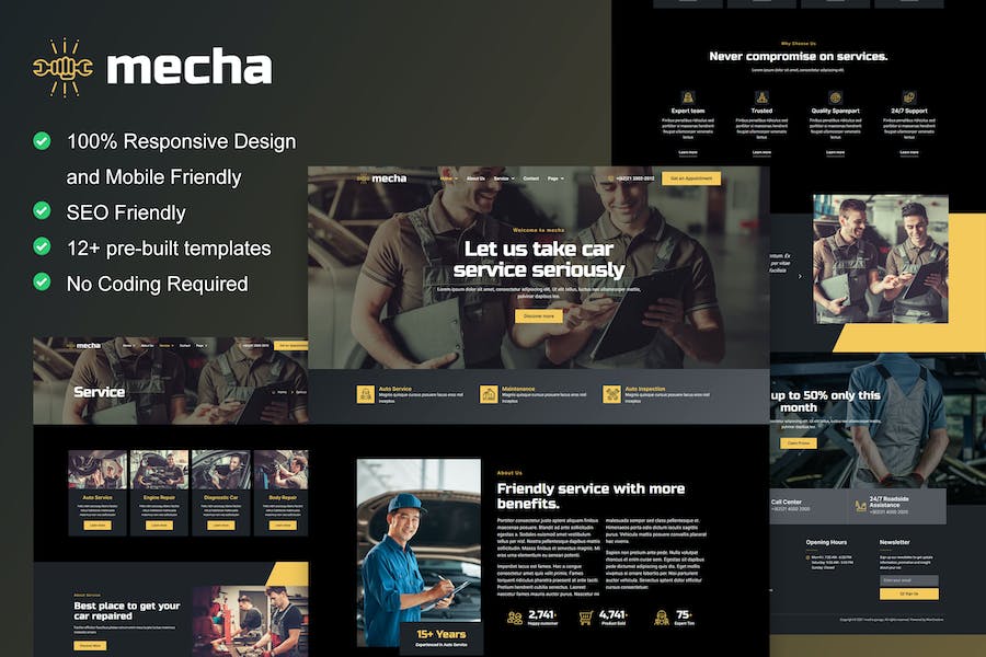 Mecha - Car Repair & Auto Service Elementor Template Kit