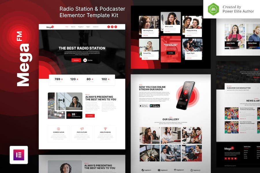 MegaFM ? Radio Station & Podcaster Elementor Template Kit