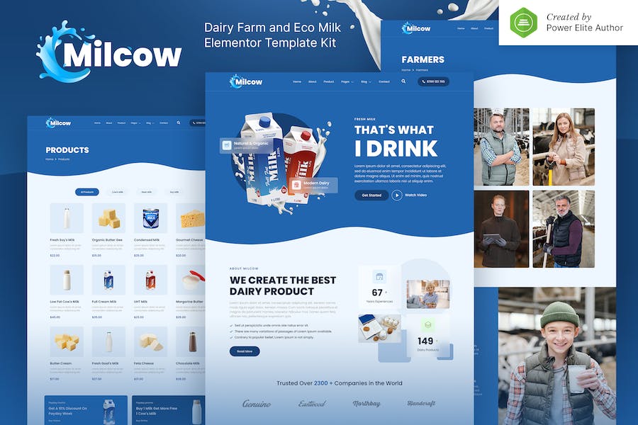Milcow ? Dairy Farm & Eco Milk Elementor Template Kit