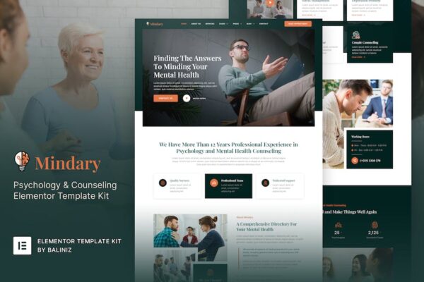 Mindary ? Psychology & Counseling Elementor Template Kit