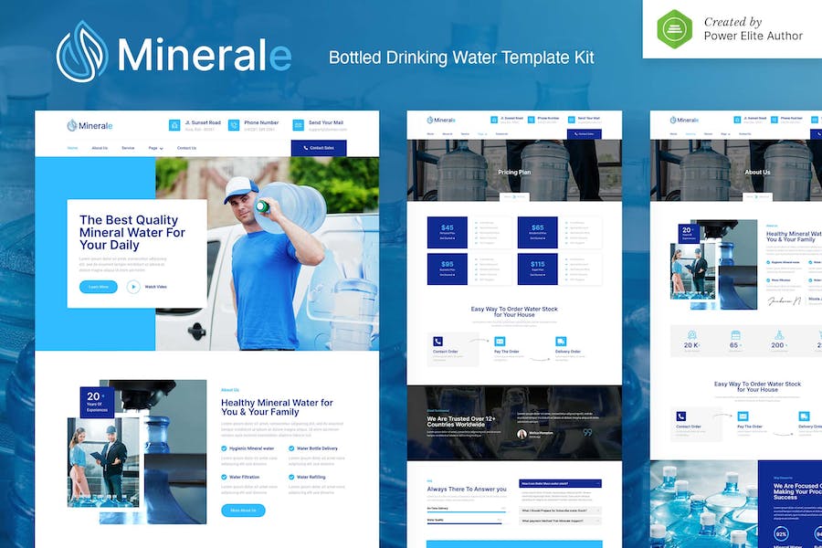 Minerale ? Bottled Drinking Water Elementor Template Kit
