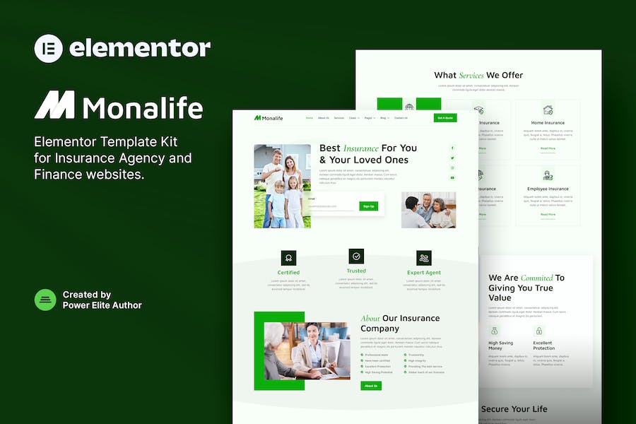 Monalife ? Insurance Agency & Finance Elementor Template Kit