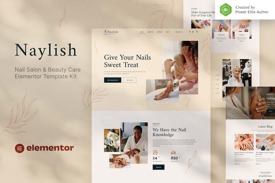 Naylish ? Nail Salon & Beauty Care Elementor Template Kit
