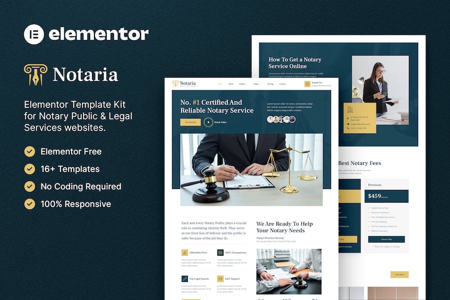 Notaria ? Notary Public & Legal Services Elementor Template Kit