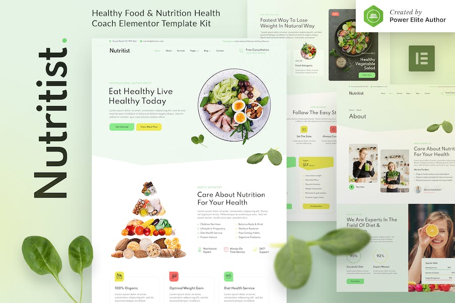 Nutritist ? Healthy Food & Nutrition Coach Elementor Template Kit