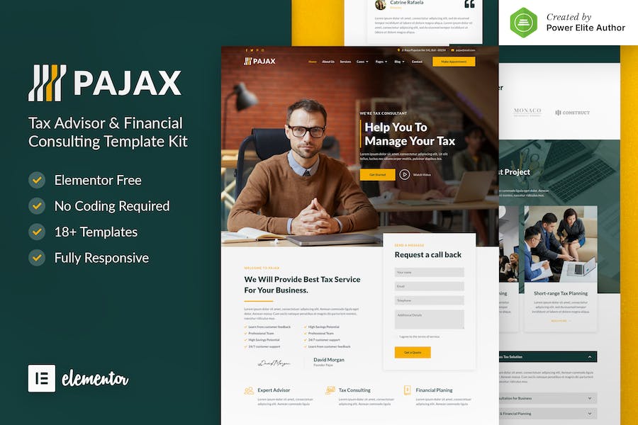 Pajax ? Tax Advisor & Financial Consulting Elementor Template Kit